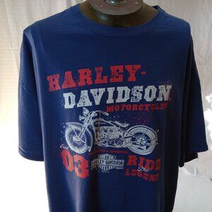 Harley Davidson Motorcyle Waterloo Iowa Motorcycle Biker Blue T-Shirt Men's 3 XL